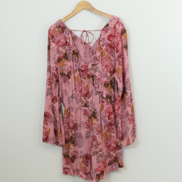 Mossimo Floral Dusty Rose Ruffle Boho Romper - Picture 5 of 8
